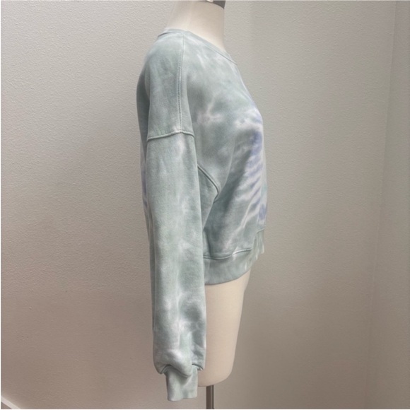 Agolde Crewneck Cropped Sweatshirt Balloon Sleeve Tie Dye Blue Green Size Small - Picture 8 of 10